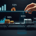 Strategic still life, photorealistic, a sleek, modern digital scale balancing a variety of small parcels and packages on one side while a hand adjusts a control dial on the other side, symbolizing optimization and cost reduction in logistics. Holographic data overlays display graphs and metrics showing decreasing costs and increased efficiency around the scale, with glowing lines of light connecting the parcels to the control dial, illustrating the integration of intelligent logistics strategies. The environment is minimalist, with a dark surface that emphasizes the scale and the dynamic interaction of elements. Lighting is high-contrast, featuring soft glows emanating from the holographic elements while deep shadows create a sense of depth and sophistication. Composition is dynamic, focusing closely on the scale, with a shallow depth of field to highlight the hand and the packages. Style is elegant, high-detail, conveying a mood of strategic resourcefulness and innovative efficiency.